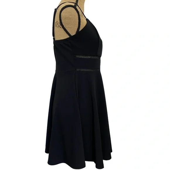 Francesca's Collection Jun & Ivy Black Skater Dress w/ Lattice Cut Outs - size L - Picture 4 of 13